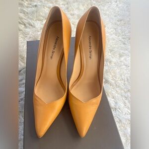 Alexander Birman leather camel brown snake heel size 37 7